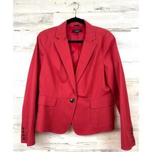 Talbots Womens 14 Burgundy Classic Stretch Lightweight Blazer Jacket NEW Work